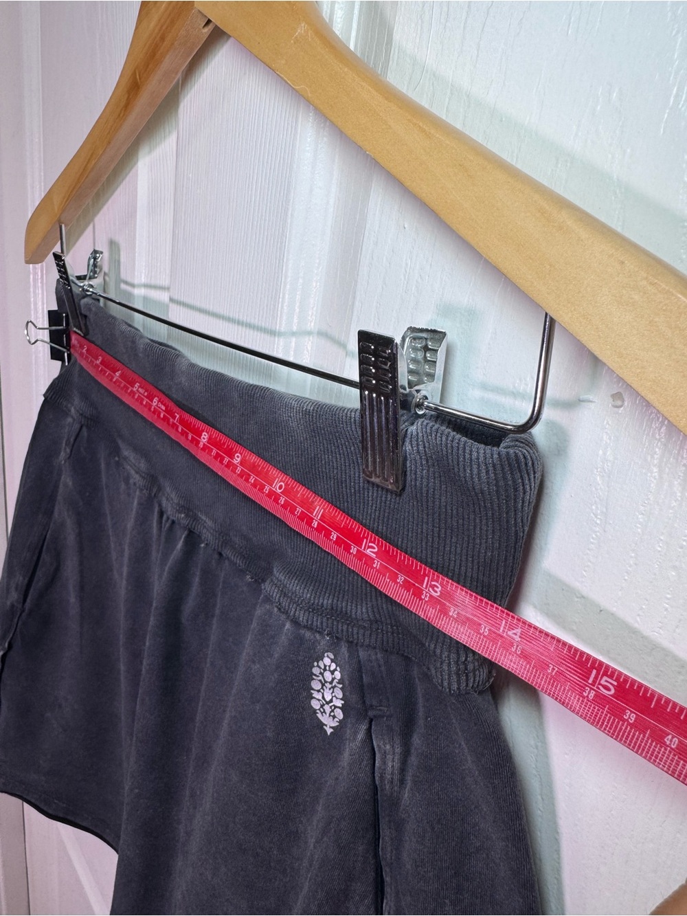 Free People Athletic Shorts in Brown with Yellow Waistband - Picture 4 of 6
